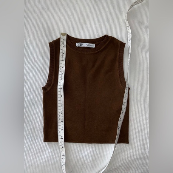 Women’s ZARA Knit Chocolate Brown Sleeveless crop Top size small - Picture 7 of 10